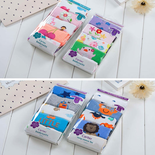 5-Pack Cotton Baby Rompers – Cozy, Cute & Autumn-Ready” - Little Moon