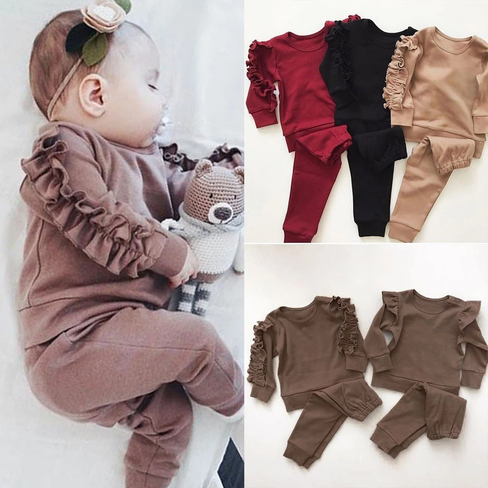 Newborn Ruffle Jumper & Pants Set – Fall Outfit - Little Moon