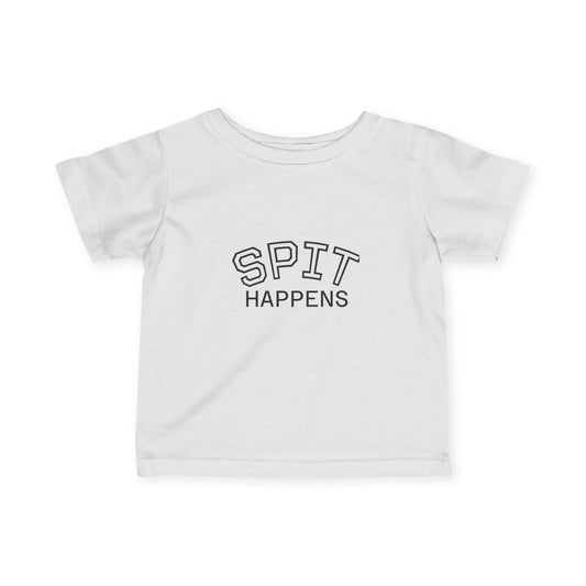 White Spit Happens Funny Baby Tee – Adorable & Comfy! - Little Moon