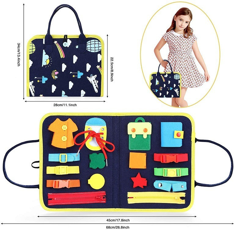 Preschool Busy Book – Buttoning & Sensory Learning - Little Moon