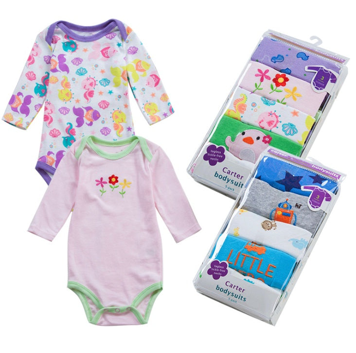 5-Pack Cotton Baby Rompers – Cozy, Cute & Autumn-Ready” - Little Moon