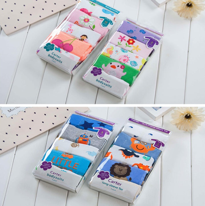 5-Pack Cotton Baby Rompers – Cozy, Cute & Autumn-Ready” - Little Moon