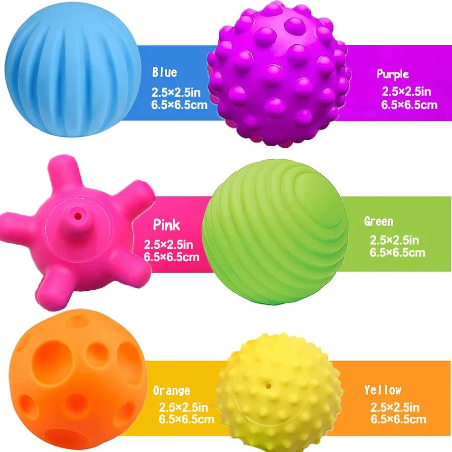 6PCS Soft Sensory Balls for Baby Play & Learning - Little Moon