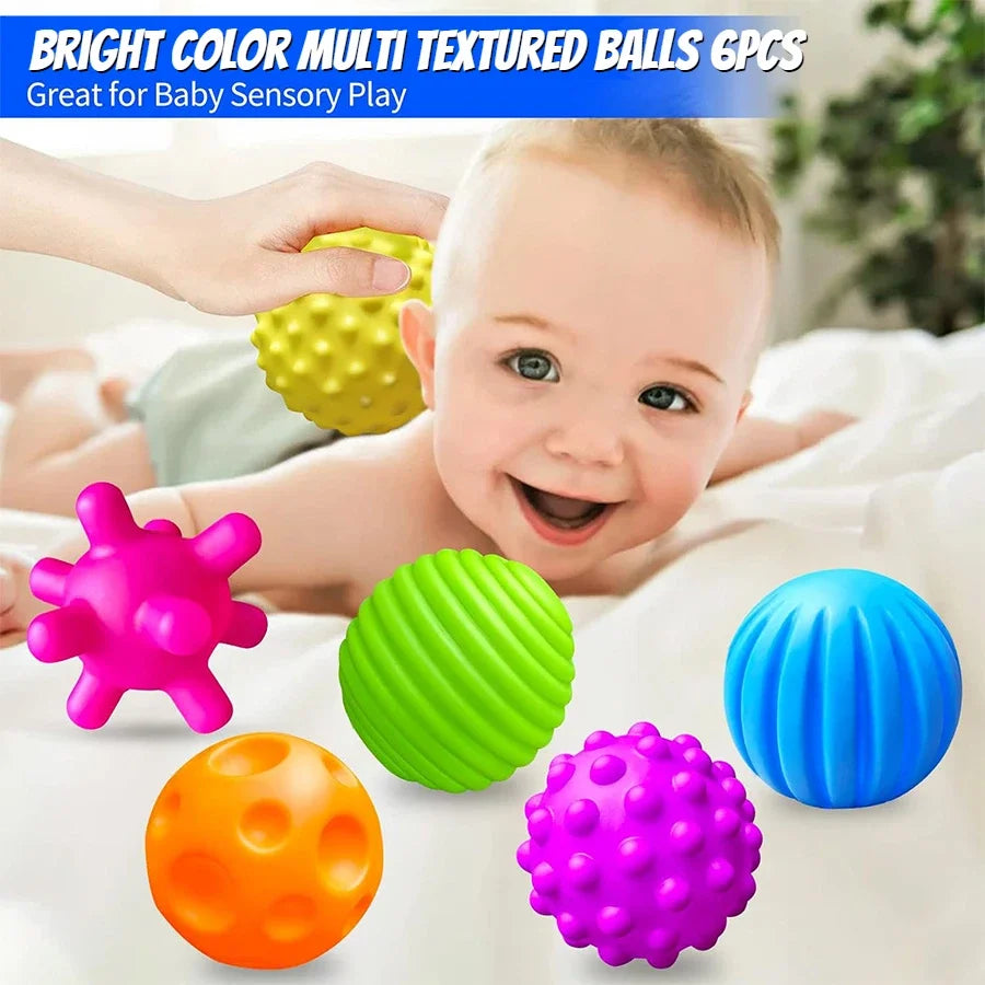 6PCS Soft Sensory Balls for Baby Play & Learning - Little Moon